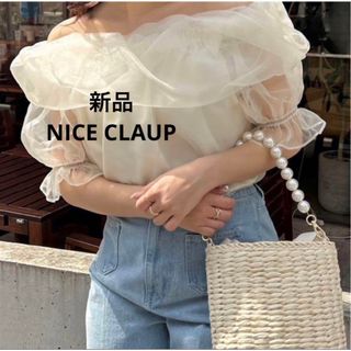 one after another NICE CLAUP - 新品NICECLAUPナイスクラップオーガンジーシフォンオフショルダートップス