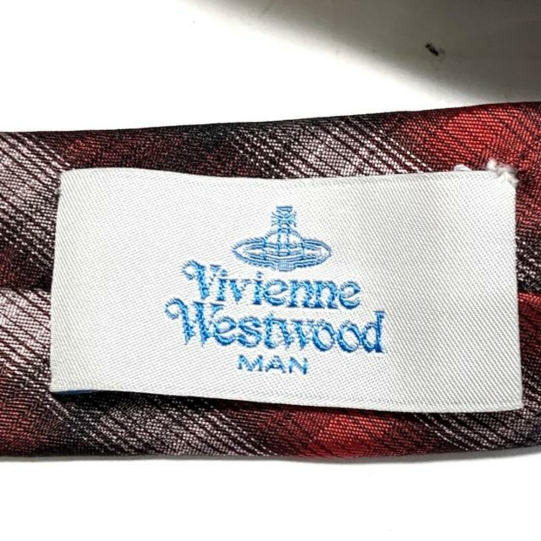 Vivienne Westwood MAN(ヴィヴィアンウエストウッドマン) ネクタイ メンズ - ボルドー×ライトピンク×黒 メンズのファッション小物(ネクタイ)の商品写真