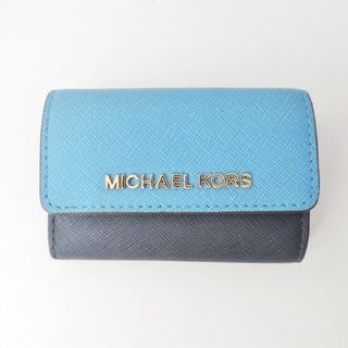 Michael Kors - MICHAEL KORS(マイケルコース) コインケース美品  - ブルー×ネイビー パスケース付き/キーリング付き/名刺入れ付き レザー