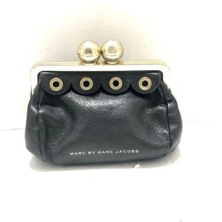 MARC BY MARC JACOBS(マークバイマークジェイコブス) ポーチ美品  - M0004361 黒×ゴールド がま口 レザー×金属素材