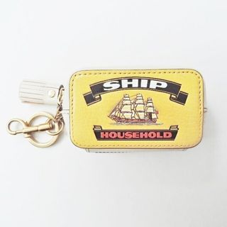 アニヤハインドマーチ(ANYA HINDMARCH)のAnya Hindmarch(アニヤハインドマーチ) コインケース美品  - イエロー×ベージュ×マルチ キーリング付き レザー×金属素材(コインケース)