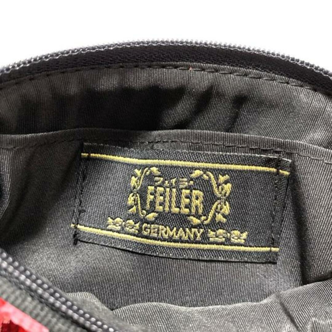 FEILER(フェイラー)のFEILER(フェイラー) ポーチ美品  - 黒×レッド×ダークグリーン 花柄 パイル レディースのファッション小物(ポーチ)の商品写真