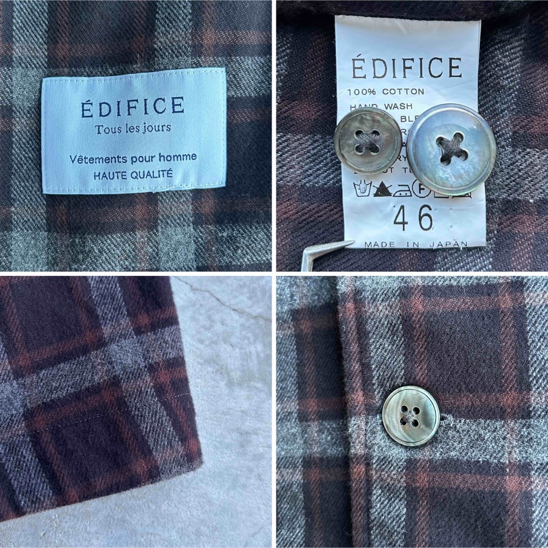 EDIFICE(エディフィス)の美品 EDIFICE エディフィス フランネル チェック ジャケット 日本製 メンズのジャケット/アウター(テーラードジャケット)の商品写真