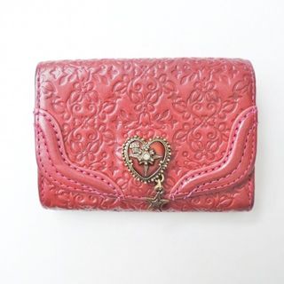 アナスイ(ANNA SUI)のANNA SUI(アナスイ) 名刺入れ - ボルドー コインケース付き/型押し加工 レザー(名刺入れ/定期入れ)