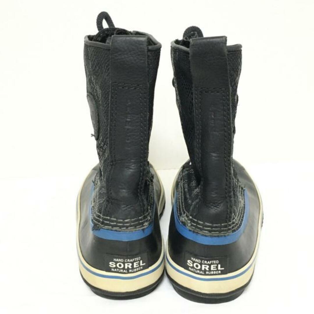 SOREL(ソレル)のSOREL(ソレル) ショートブーツ 24 レディース - 黒×ブルー レースアップ コーティングキャンバス×ラバー×レザー レディースの靴/シューズ(ブーツ)の商品写真