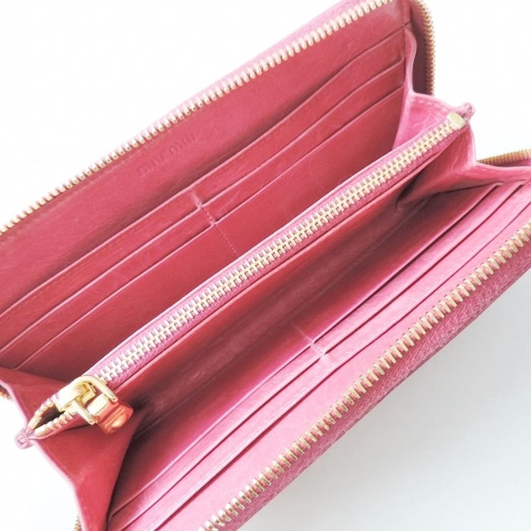 miumiu(ミュウミュウ)のmiumiu(ミュウミュウ) 長財布 - 5M0506 ピンク リボン/ラウンドファスナー レザー レディースのファッション小物(財布)の商品写真