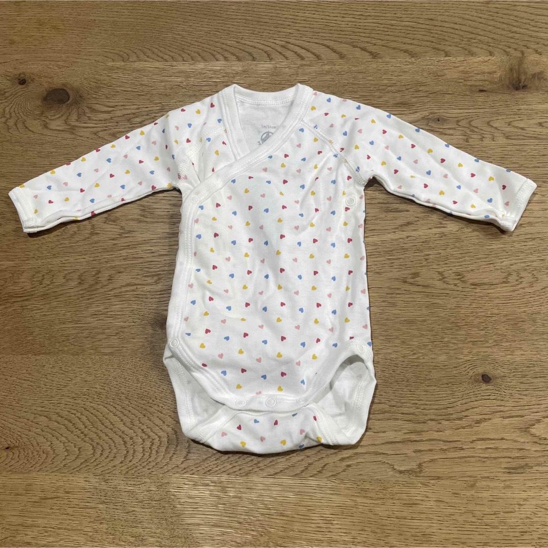 PETIT BATEAU(プチバトー)のプチバトー　肌着　54cm/1m  前開き　ロンパース　3枚セット キッズ/ベビー/マタニティのベビー服(~85cm)(肌着/下着)の商品写真