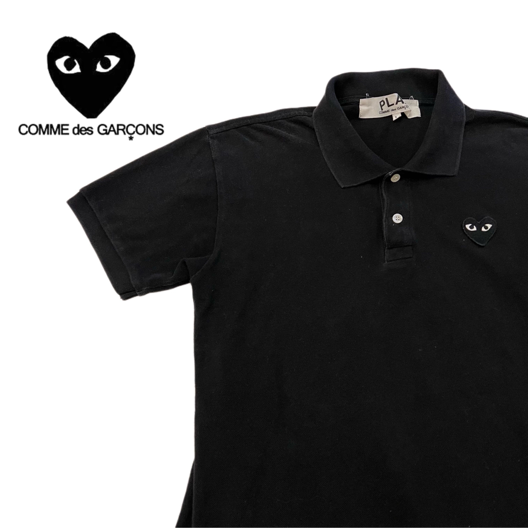 COMME des GARCONS(コムデギャルソン)の希少サイズL★プレイコムデギャルソン ブラックハートロゴ刺繍 ポロシャツ  メンズのトップス(ポロシャツ)の商品写真
