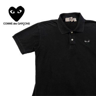 COMME des GARCONS - 希少サイズL★プレイコムデギャルソン ブラックハートロゴ刺繍 ポロシャツ 