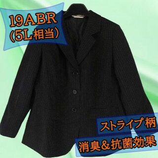 AW0379■ 新品 ジャケット Vネック 長袖 19ABRサイズ 5L相当 黒(テーラードジャケット)