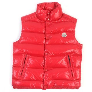 モンクレール(MONCLER)の美品 MONCLER モンクレール TIB GILET ロゴワッペン付き ダブルジップ パテッド ジレ ダウンベスト レッド 0 正規品 メンズ(ダウンベスト)