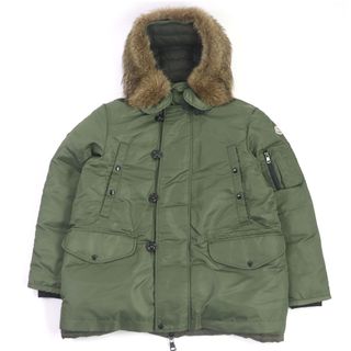 モンクレール(MONCLER)の極美品 MONCLER モンクレール RONIER ファーフーデッド ロゴワッペン付き WZIP モッズコート ダウンコート カーキ 3 正規品 メンズ(ダウンジャケット)