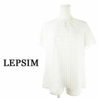 レプシィム(LEPSIM)のレプシィム 半袖ブラウス ストライプ 切替 春夏 L 白 230831AH6A(シャツ/ブラウス(半袖/袖なし))