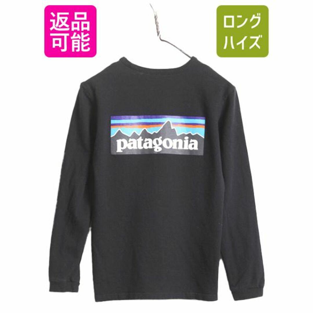 patagonia(パタゴニア)の22年製 パタゴニア 両面 プリント 長袖 Tシャツ レディース XS Patagonia ロンT プリントT ロゴT フィッツロイ バックプリント P6 ブラック レディースのトップス(Tシャツ(長袖/七分))の商品写真