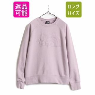 ザノースフェイス(THE NORTH FACE)のノースフェイス ロゴ 刺繍 スウェット トレーナー レディース L / 古着 The North Face アウトドア クルーネック スエット プルオーバー 紫(トレーナー/スウェット)