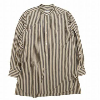 コモリ(COMOLI)の美品 コモリ COMOLI バンドカラー シャツ ロンドンストライプ ブラウス(シャツ)