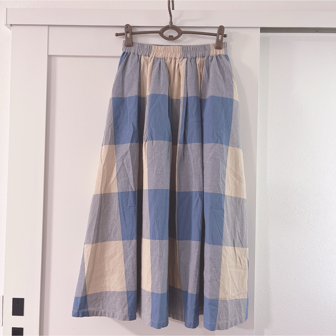 SM2(サマンサモスモス)のサマンサモスモス　Samansa Mos2 ビッグチェック柄スカート　ブルー レディースのスカート(ロングスカート)の商品写真