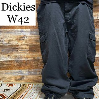 ディッキーズ(Dickies)のディッキーズw42カーゴパンツワークパンツ黒ブラックメンズ古着オーバーサイズ極太(ワークパンツ/カーゴパンツ)