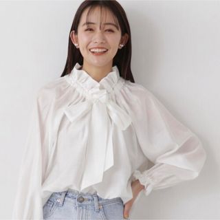 エヌナチュラルビューティーベーシック(N.Natural beauty basic)の【新品】Natural BeautyBasic シルキーローンリボンタイブラウス(シャツ/ブラウス(長袖/七分))