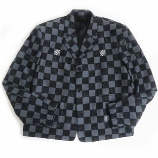 ルイヴィトン(LOUIS VUITTON)の極美品□21AW LOUIS VUITTON/ルイヴィトン ヴォクシー ダミエ ロゴボタン シングルジャケット/ブルゾン グレー×ブラック 46 伊製 正規品(テーラードジャケット)