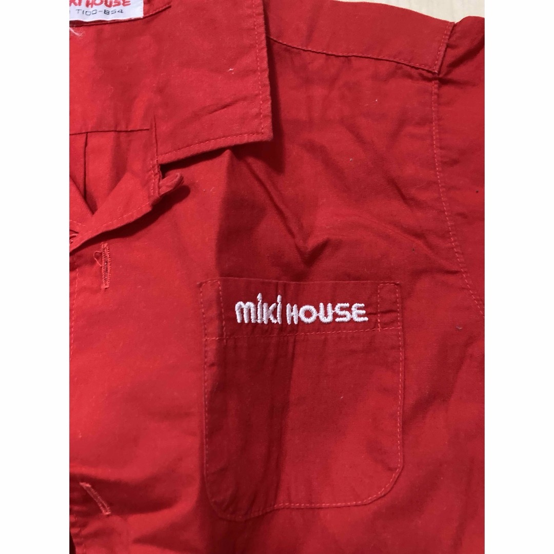 mikihouse 赤　ロゴ　半袖シャツ　100 キッズ/ベビー/マタニティのキッズ服男の子用(90cm~)(Tシャツ/カットソー)の商品写真