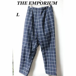 ジエンポリアム(THE EMPORIUM)のプロフ必読THE EMPORIUMチェックパンツネイビー/ブランド良品L(カジュアルパンツ)