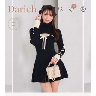 ダーリッチ(Darich)のバイカラーリボンデザインニットミニワンピース(ミニワンピース)