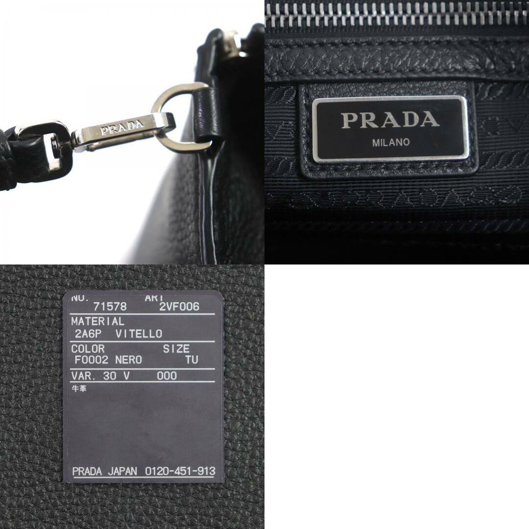 PRADA(プラダ)の美品 PRADA プラダ 2VF006 ヴィッテロ トライアングルロゴ ストラップ付き クラッチバッグ セカンドバッグ ブラック シルバー金具 保存袋付き メンズ メンズのバッグ(セカンドバッグ/クラッチバッグ)の商品写真