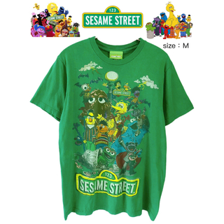 SESAME STREET - Sesame Street　セサミストリート　Tシャツ　M　緑　USA古着