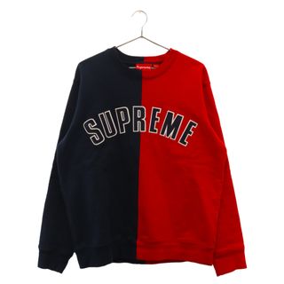 シュプリーム(Supreme)のSUPREME シュプリーム 18AW Split Crewneck Sweatshirt スプリットクルーネックスウェットシャツ アーチロゴ レッド/ネイビー(スウェット)