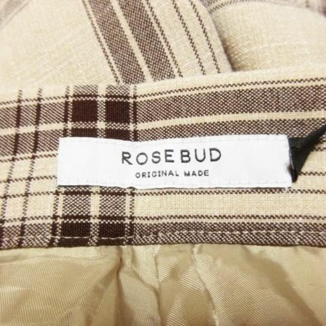 ROSE BUD(ローズバッド)のローズバッド 裾スリットフレアパンツ チェック S 茶 230331CK21A レディースのパンツ(カジュアルパンツ)の商品写真