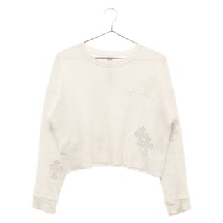 クロムハーツ(Chrome Hearts)のCHROME HEARTS クロムハーツ Y Not Crewneck SWEAT レザークロスパッチサーマルトレーナー ホワイト レディース(トレーナー/スウェット)