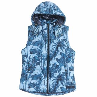 タトラス(TATRAS)の極美品□TATRAS/タトラス Rライン MTA51S4375 リゾート 総柄 ロゴワッペン フーデッド WZIP ライトダウンベスト/ジレ ブルー 01 正規品(ダウンベスト)