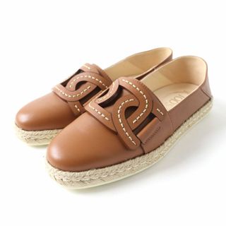 TOD'S - 未使用品★TOD’S トッズ ケイト チェーントリム 2way レザー スリッポン エスパドリーユ レディース ブラウン 36 1/2 イタリア製 保管袋付