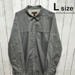 シャツ(shirts)のUSA古着　アウトドアシャツ　長袖　Lサイズ　薄手　グレー　チェック柄　アメカジ(シャツ)