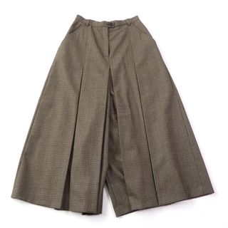 極美品 Maison Margiela 1 メゾンマルジェラ1 20年製 S51MA0426 グレンチェック柄 ボックスプリーツ ワイドパンツ ブラウン 40 イタリア製 正規品 レディース(バギーパンツ)