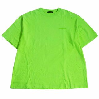 バレンシアガ(Balenciaga)の美品□18AW BALENCIAGA/バレンシアガ 532481 EGO OVERSIZED T-SHIRT コットン100％ 半袖Tシャツ/カットソー ネオングリーン S 正規品(Tシャツ/カットソー(半袖/袖なし))