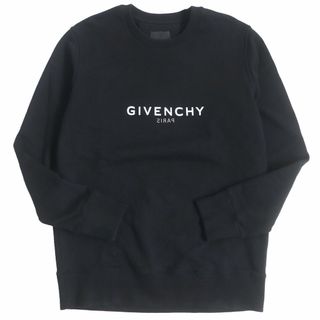 ジバンシィ(GIVENCHY)の美品□GIVENCHY/ジバンシィ BMJ0HA3Y8N リバースプリント SLIM FIT クルーネック 長袖 スウェットシャツ/トレーナー ブラック XS 正規品(スウェット)