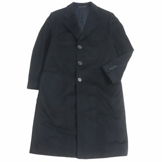 アルマーニ コレツィオーニ(ARMANI COLLEZIONI)の良品□ARMANI COLLEZIONI/アルマーニコレツィオーニ 無地 カシミヤ100％ チェスターコート/ロングコート ブラック 52 正規品 メンズ(チェスターコート)