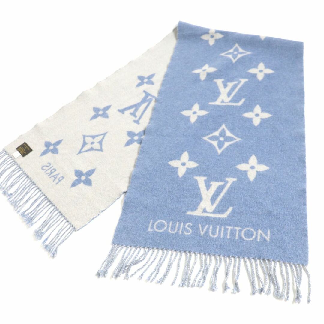 LOUIS VUITTON(ルイヴィトン)の良品▼2015年製 LOUIS VUITTON ルイヴィトン M75704 エシャルプ レイキャビック カシミヤ100% マフラー ライトブルー×グレー 英国 正規品 メンズのファッション小物(マフラー)の商品写真