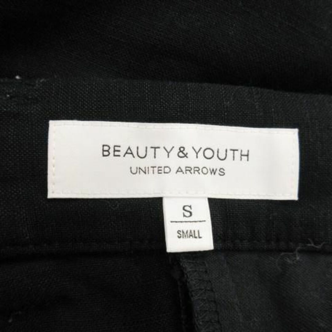 BEAUTY&YOUTH UNITED ARROWS(ビューティアンドユースユナイテッドアローズ)のB&Y ハイウエストワイドパンツ リボン 薄手 S 黒 230928AO19 レディースのパンツ(カジュアルパンツ)の商品写真