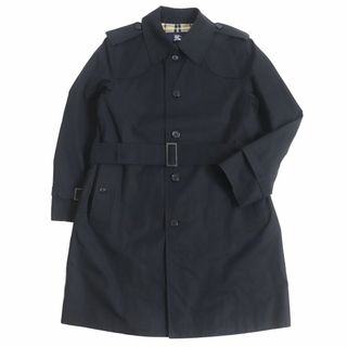 バーバリー(BURBERRY)の美品□BURBERRY LONDON/バーバリーロンドン 裏ノバチェック柄 ロゴボタン トレンチコート/ステンカラーコート ブラック S 日本製 正規品(トレンチコート)