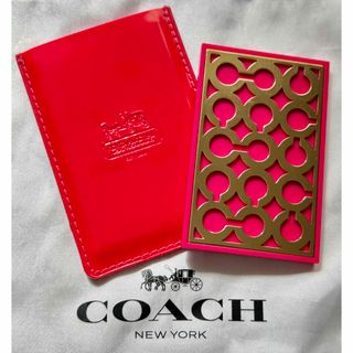 コーチ(COACH)のCOACH コーチ　オプトシグネチャー　手鏡　ミラー　カバーケース付　可愛い(ミラー)