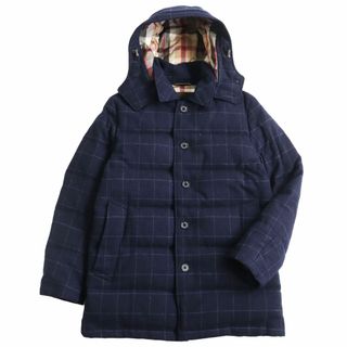 MACKINTOSH - 美品●MACKINTOSH LONDON マッキントッシュロンドン チェック フーデッド ウールダウンジャケット ネイビー 38(M相当) 正規品 メンズ