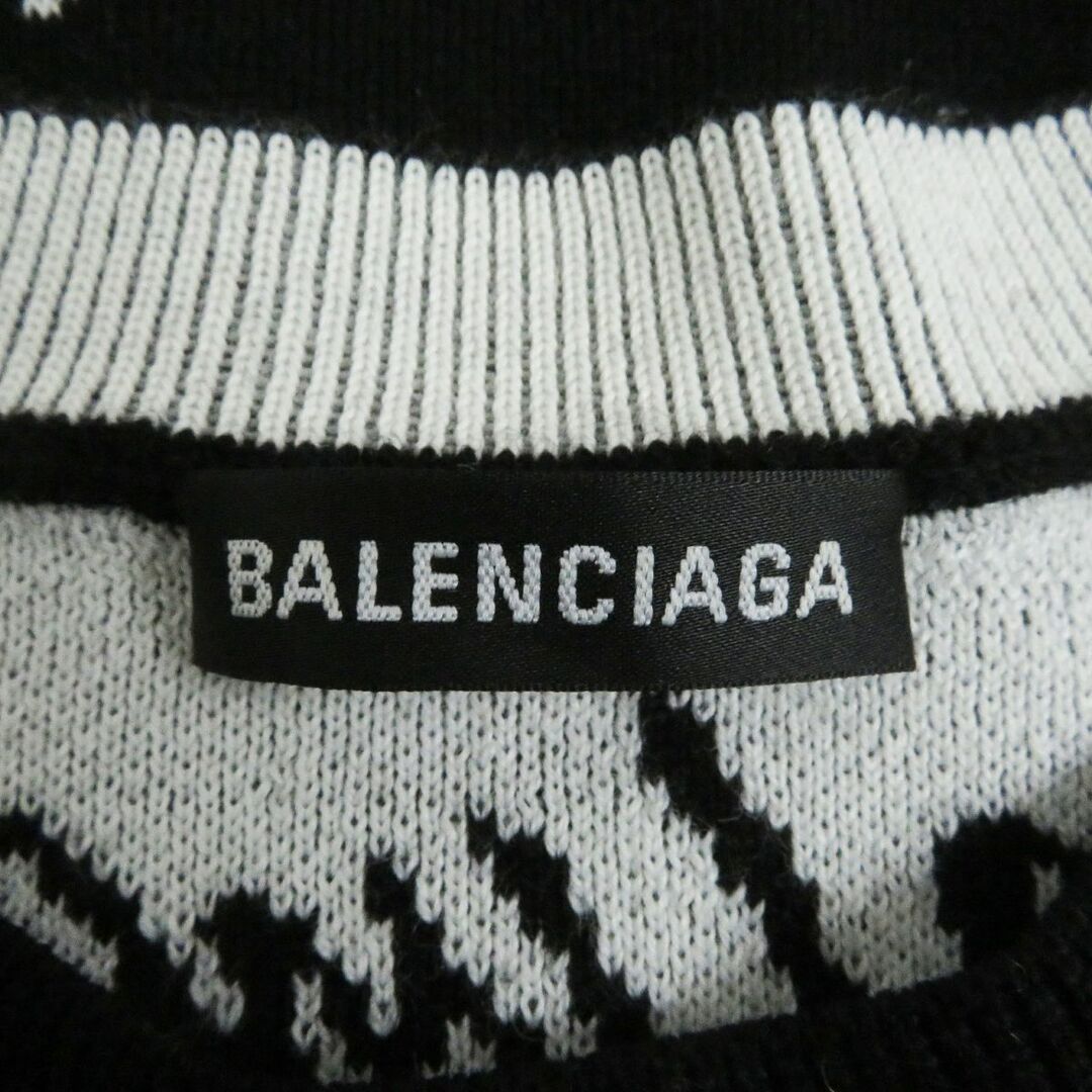 Balenciaga(バレンシアガ)の極美品□2020年製 BALENCIAGA/バレンシアガ 625984 ウール ジャガードロゴ オーバーサイズ 長袖ニット/セーター ブラック XS 伊製 正規品 メンズのトップス(ニット/セーター)の商品写真