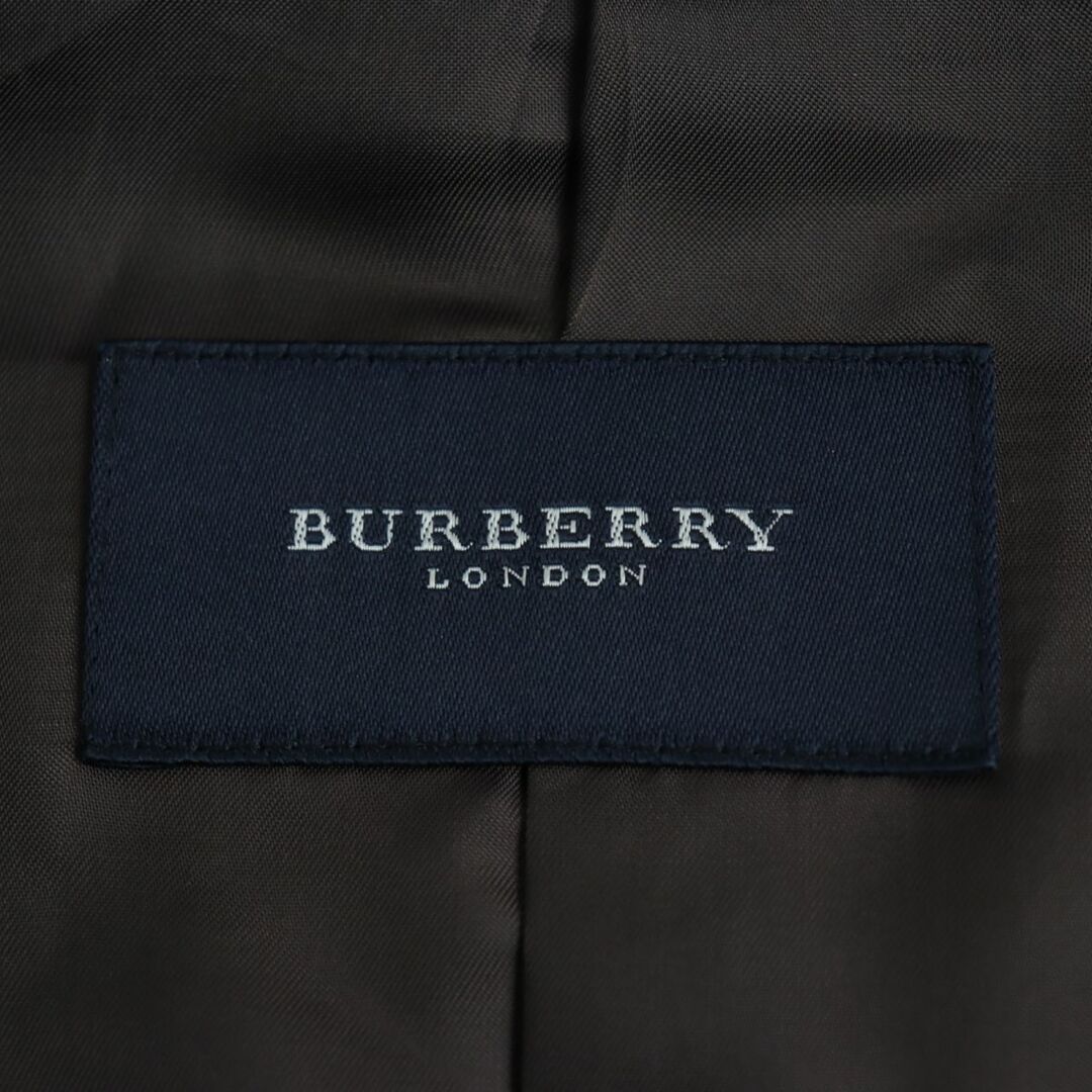 BURBERRY(バーバリー)の良品●BURBERRY LONDON バーバリーロンドン ラムレザー ミドル丈 ノバチェック柄使い ダブルブレストコート ブラウン M 正規品 メンズ メンズのジャケット/アウター(その他)の商品写真