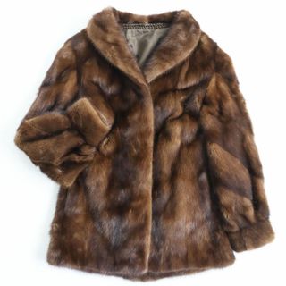 毛並み美品●MINK ミンク 本毛皮ショートコート ジャケット ブラウン 7号 毛質艶やか・柔らか◎(毛皮/ファーコート)