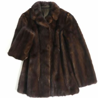 毛並み極美品▼Silver Blu シルバーブル MINK ミンク 裏地花柄刺繍入り 本毛皮コート ダークブラウン 毛質艶やか・柔らか◎(毛皮/ファーコート)