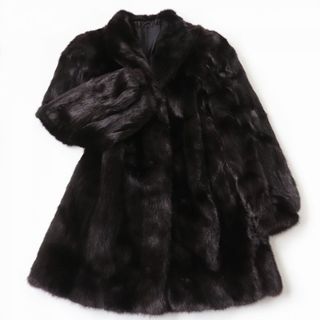 極美品☆MG sable MINK ミンク 裏地花柄刺繍入り 本毛皮コート ダークブラウン 11号 毛質艶やか・柔らか◎(毛皮/ファーコート)