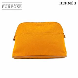 【HERMES】エルメス ボリードポーチMM キャンバス イエロー×シルバー金具/br3305hm